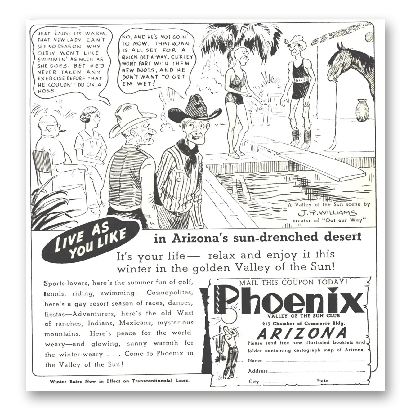 1939 Phoenix Arizona Live as You Like Vintage Magazine Print Ad