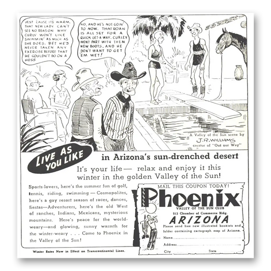 1939 Phoenix Arizona Live as You Like Vintage Magazine Print Ad