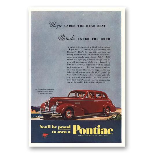 1939 Pontiac Magic Under the Rear Seat Vintage Magazine Print Ad