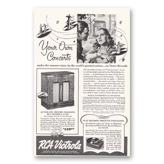 1939 RCA Victor Radios Victrola Your Own Concert Under the Summer Sun Vintage Magazine Print Ad