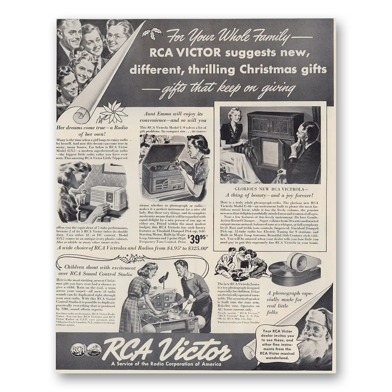 1939 RCA Victor Radios Thrilling Christmas Gifts Vintage Magazine Print Ad