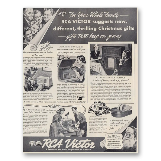 1939 RCA Victor Radios Thrilling Christmas Gifts Vintage Magazine Print Ad