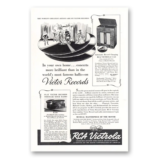 1939 RCA Victrola Phonograph Victrola More Brilliant Worlds Most Famous Halls Vintage Magazine Print Ad