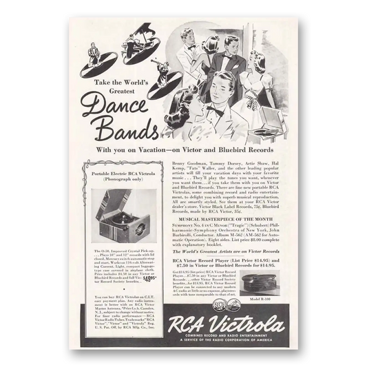 1939 RCA Victrola Phonograph Dance Bands Vintage Magazine Print Ad