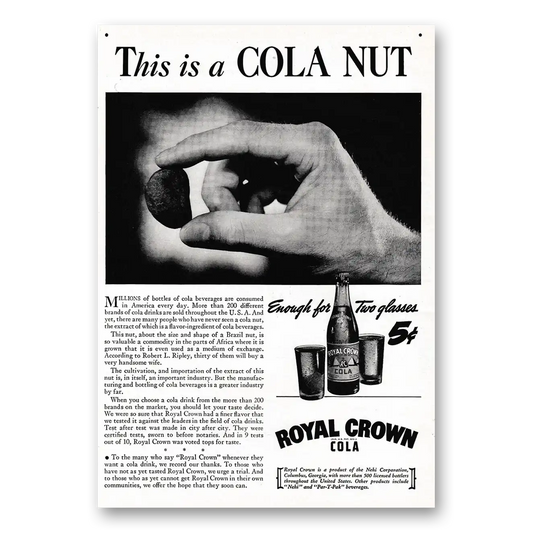 1939 Royal Crown Cola This Is a Cola Nut Vintage Magazine Print Ad