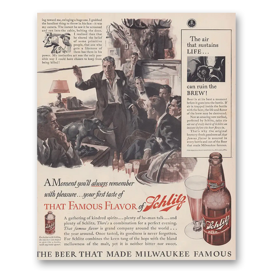 1939 Schlitz Beer Moment Always Remember Vintage Magazine Print Ad