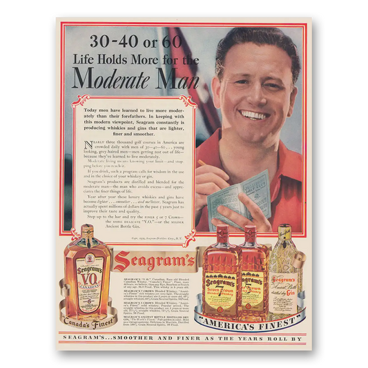 1939 Seagrams VO Whisky Life Holds More For the Moderate Man Vintage Magazine Print Ad