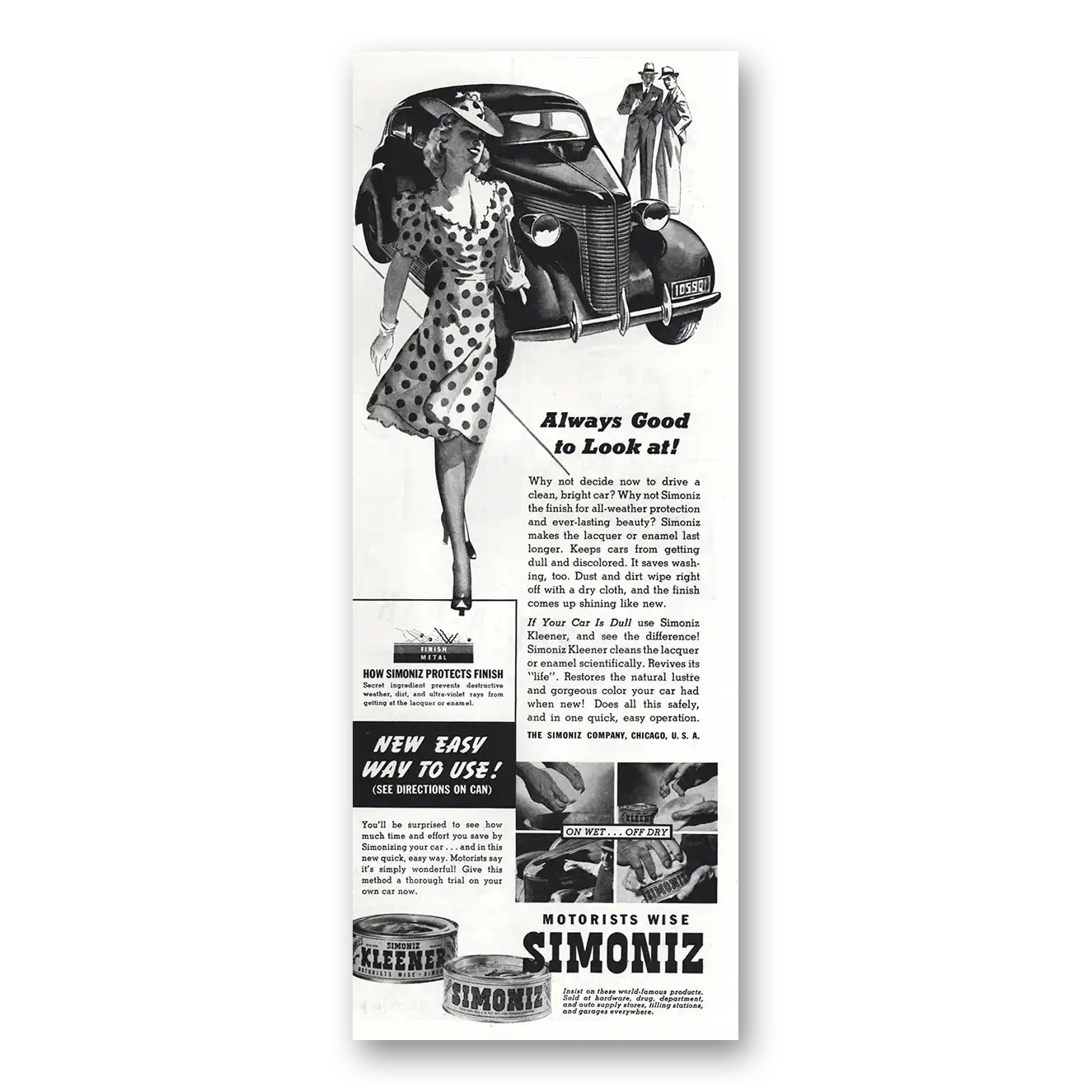 1939 Simoniz Car Wax Always Good to Look At Vintage Magazine Print Ad