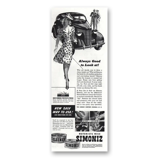 1939 Simoniz Car Wax Always Good to Look At Vintage Magazine Print Ad