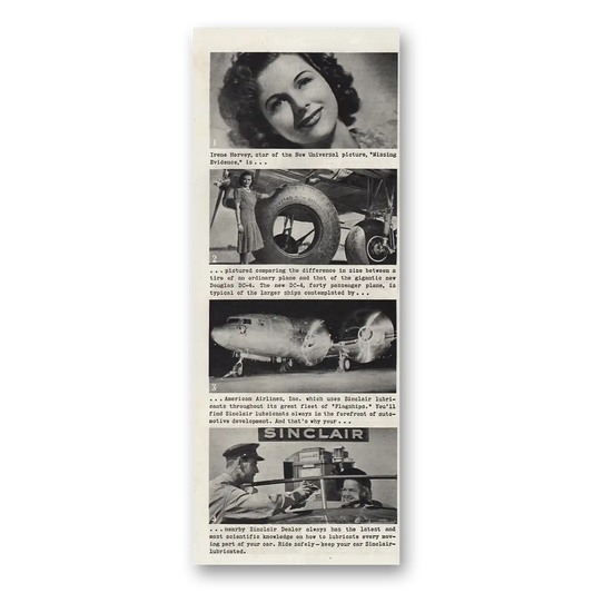 1939 Sinclair Irene Harvey Star of Missing Evidence Vintage Magazine Print Ad