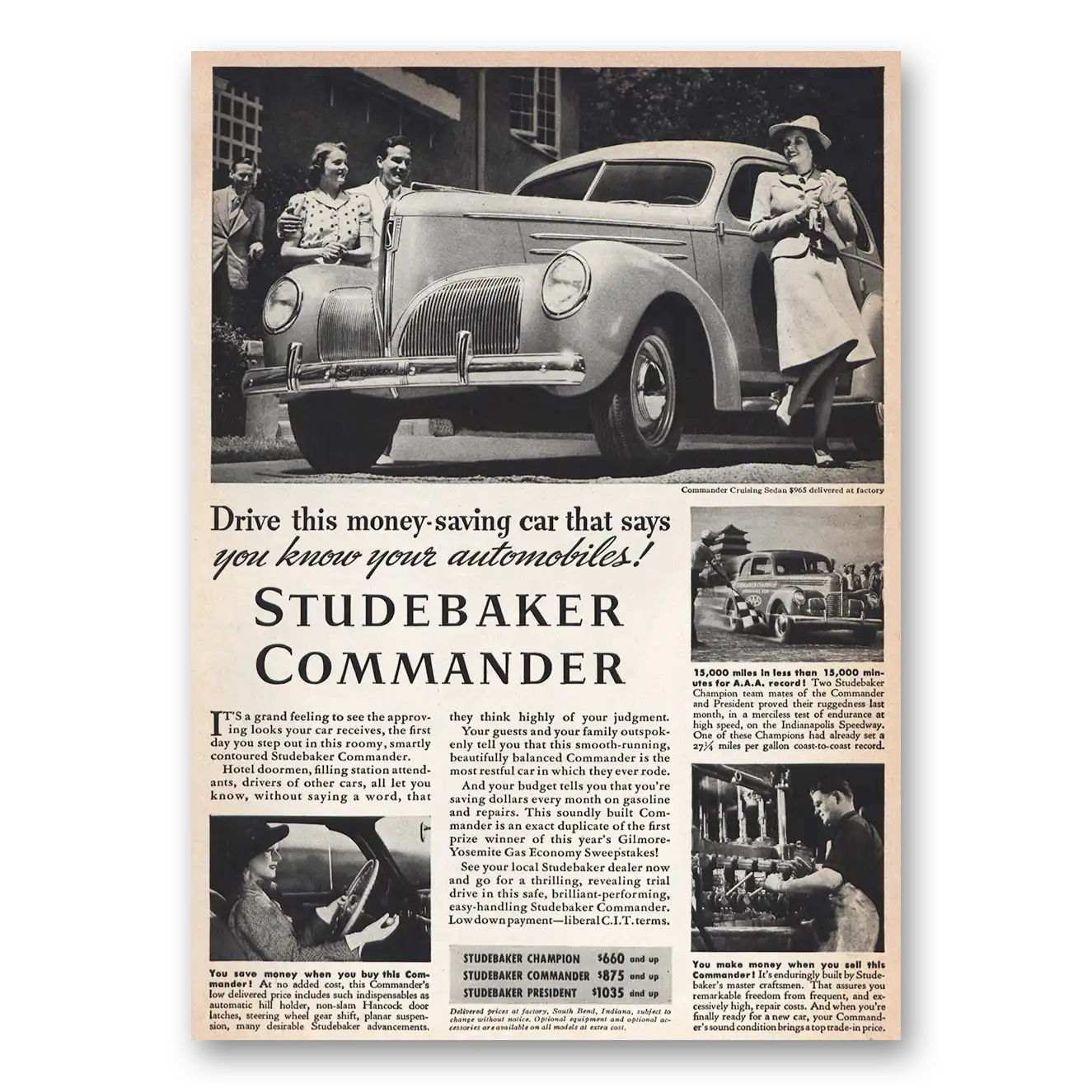 1939 Studebaker Commander You Know Your Automobiles Vintage Magazine Print Ad