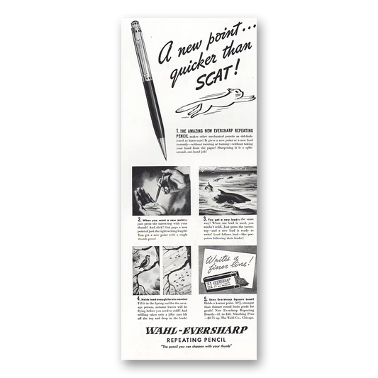 1939 Wahl Eversharp Quicker Than Scat Vintage Magazine Print Ad