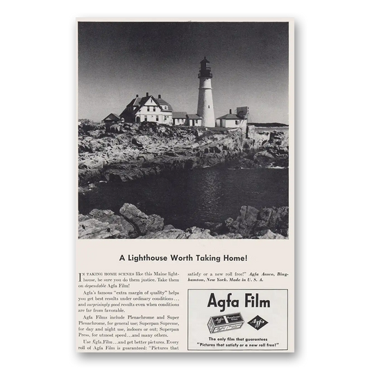 1940 Agfa Film Lighthouse Worth Taking Home Vintage Magazine Print Ad