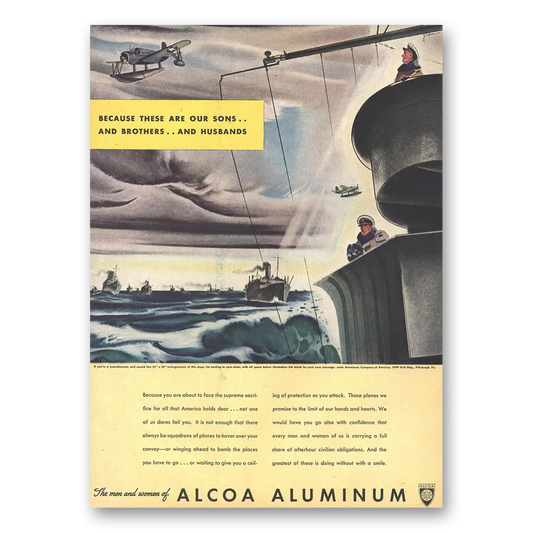 1940 Alcoa Because These Are Our Sons and Brothers Vintage Magazine Print Ad