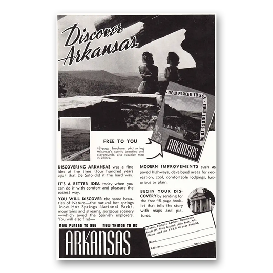 1940 Arkansas Discover Arkansas Vintage Magazine Print Ad