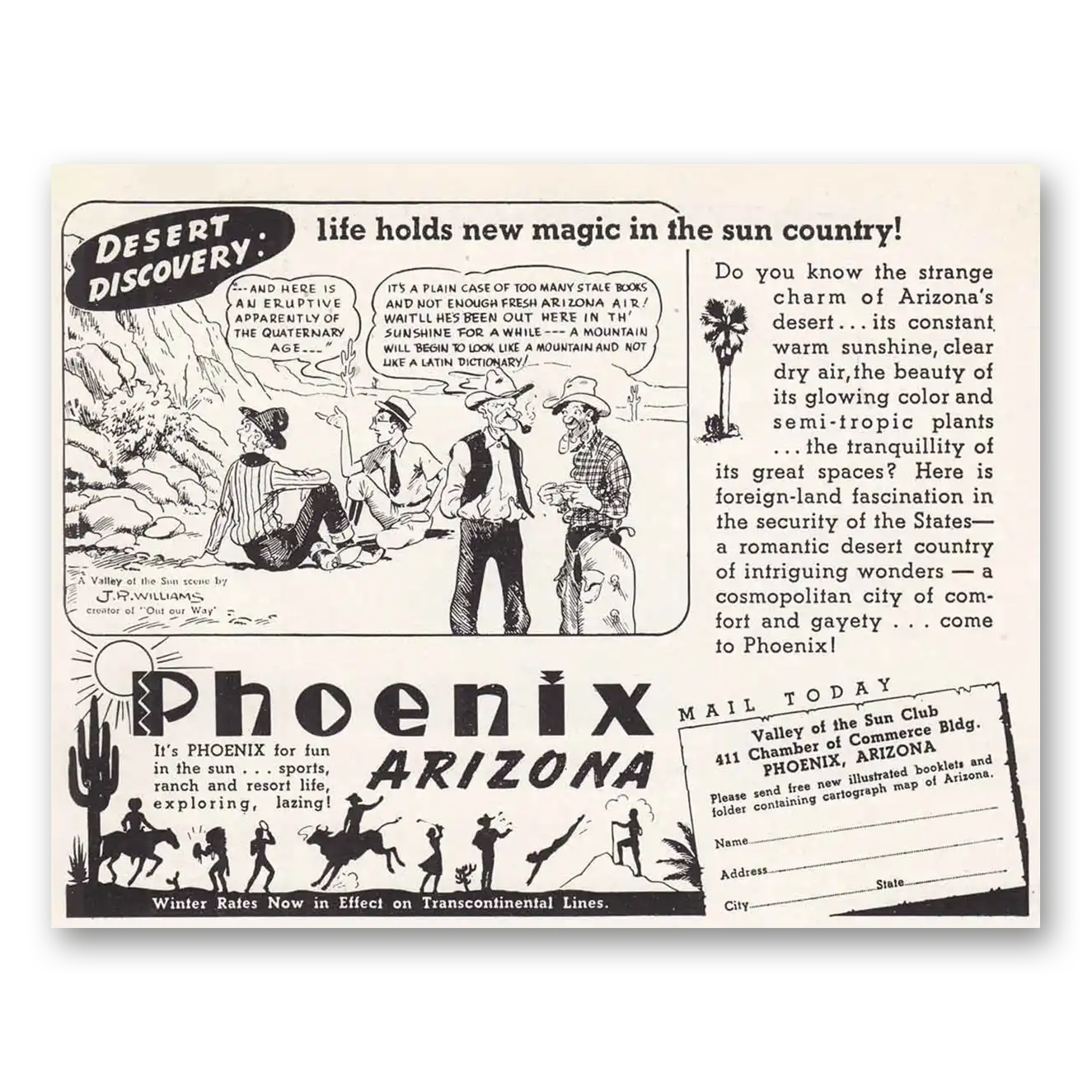 1940 Phoenix Arizona Desert Vintage Magazine Print Ad