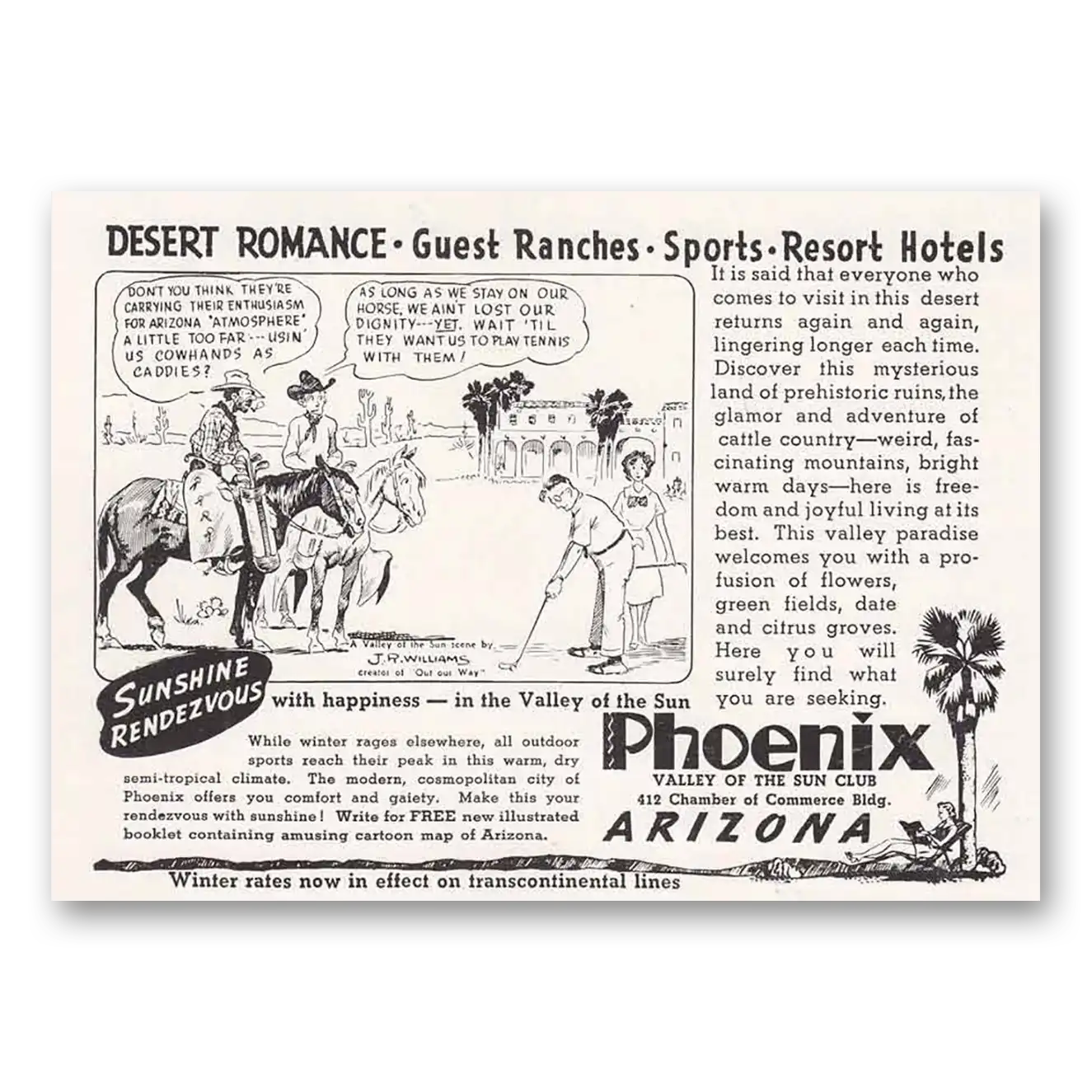 1940 Phoenix Arizona Desert Romance Vintage Magazine Print Ad