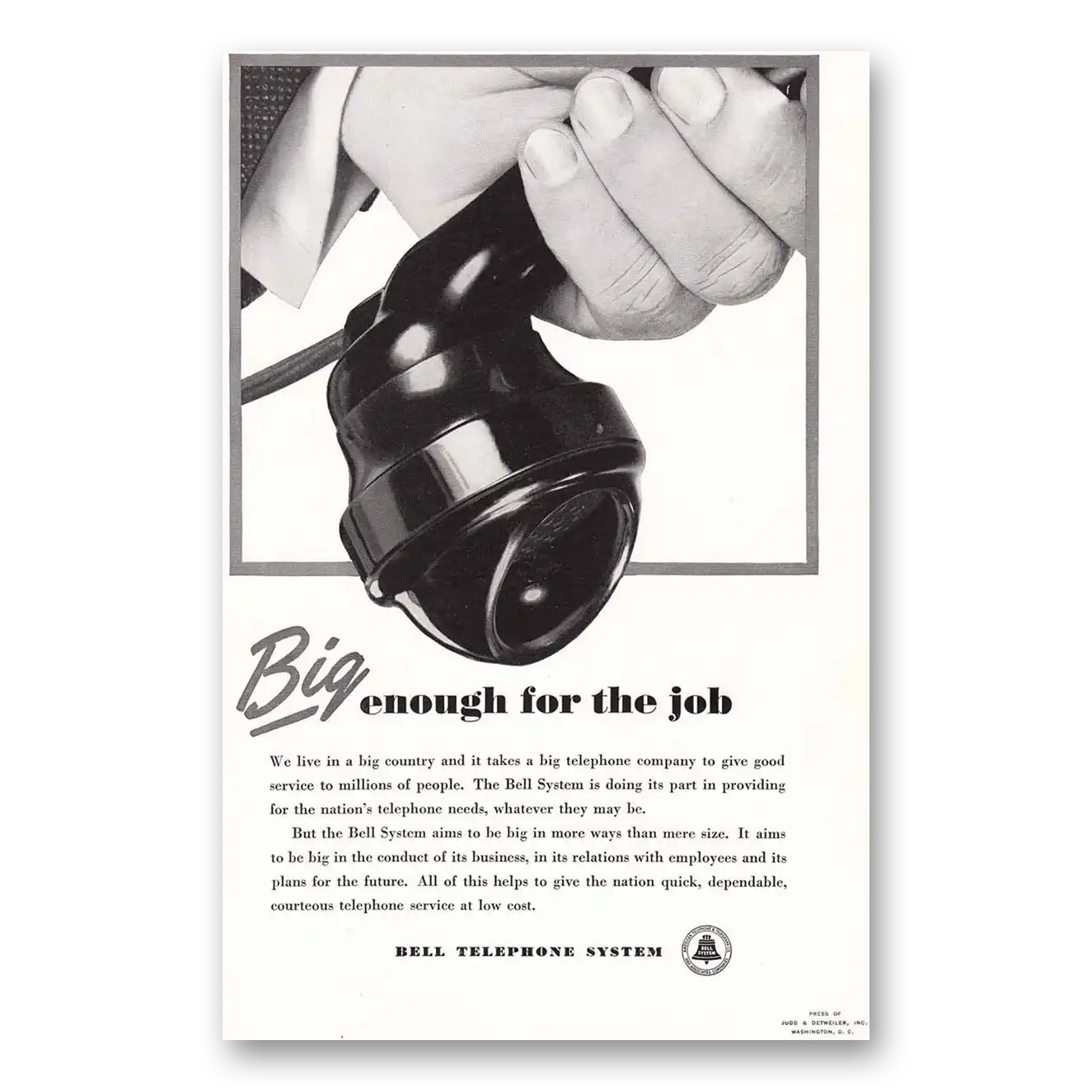 1940 Bell Telephone Big Enough for the Job Vintage Magazine Print Ad