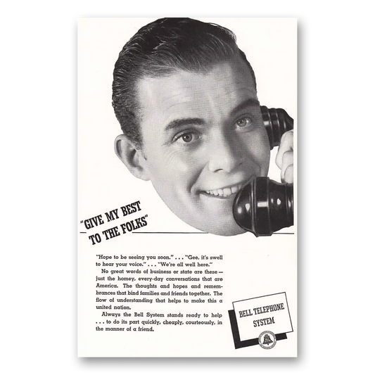 1940 Bell Telephone Give My Best Vintage Magazine Print Ad