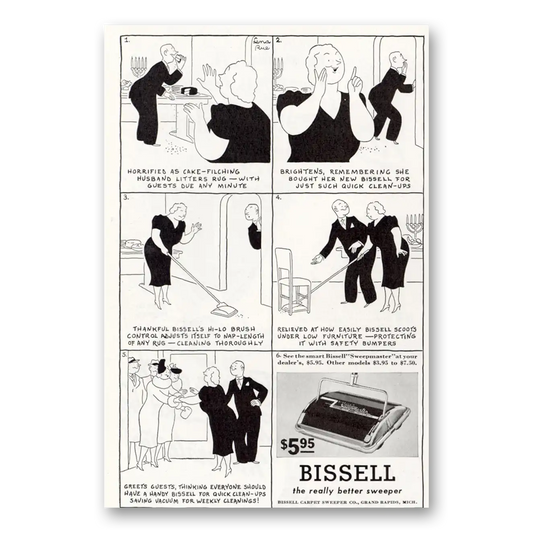 1940 Bissell Sweepers Horrified as Cake Filching Vintage Magazine Print Ad