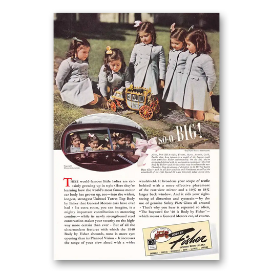 1940 Body by Fisher Dionne Quintuplets Vintage Magazine Print Ad