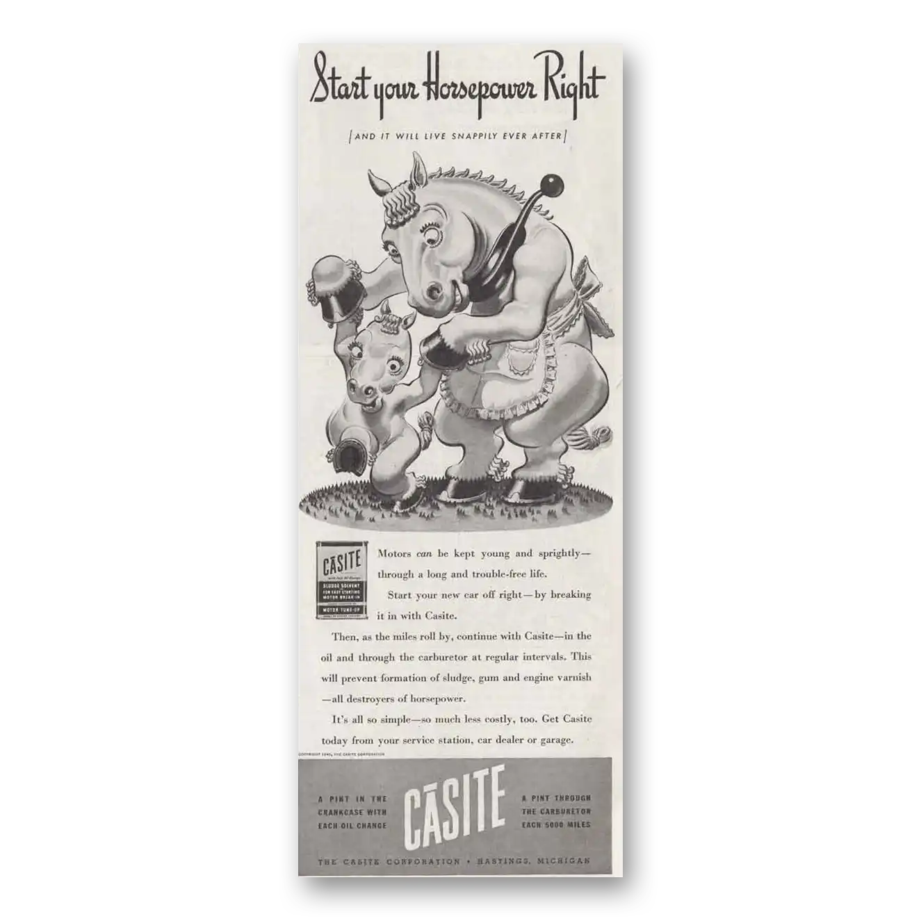 1940 Casite Start Your Horsepower Right Vintage Magazine Print Ad