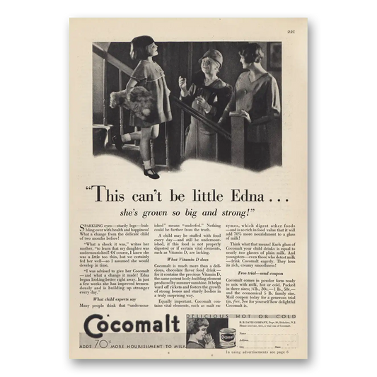 1930 Cocomalt This Cant Be Little Edna Vintage Magazine Print Ad