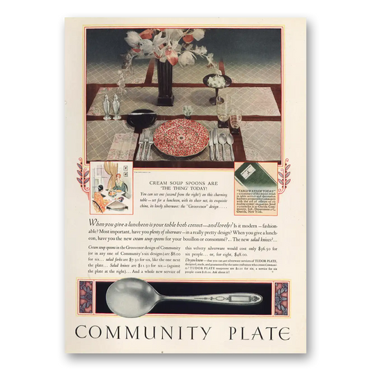 1930 Community Plate Cream Soup Spoons Are the Thing Today Vintage Magazine Print Ad