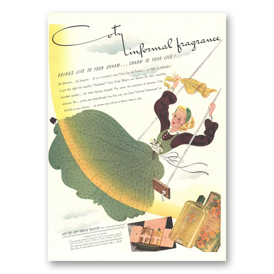 1940 Coty Perfume Eau De Toilette Informal Fragrance Vintage Magazine Print Ad