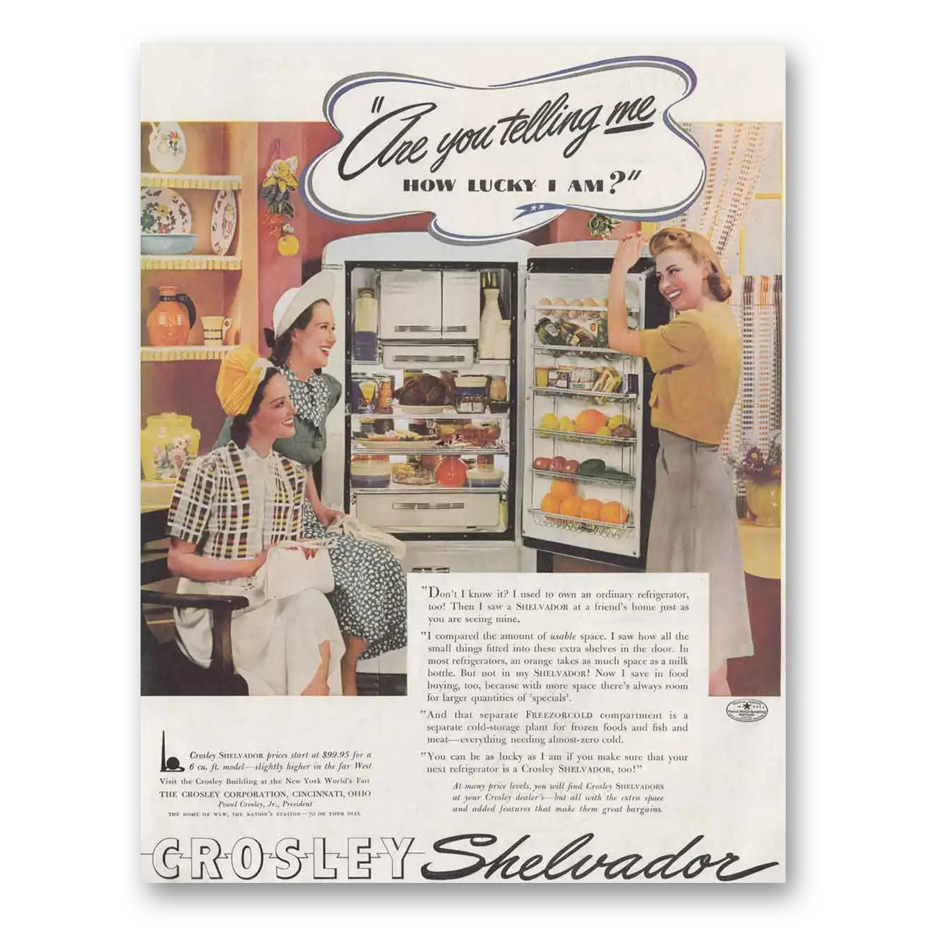 1940 Crosley Refrigerators Shelvador Are You Telling Me Vintage Magazine Print Ad