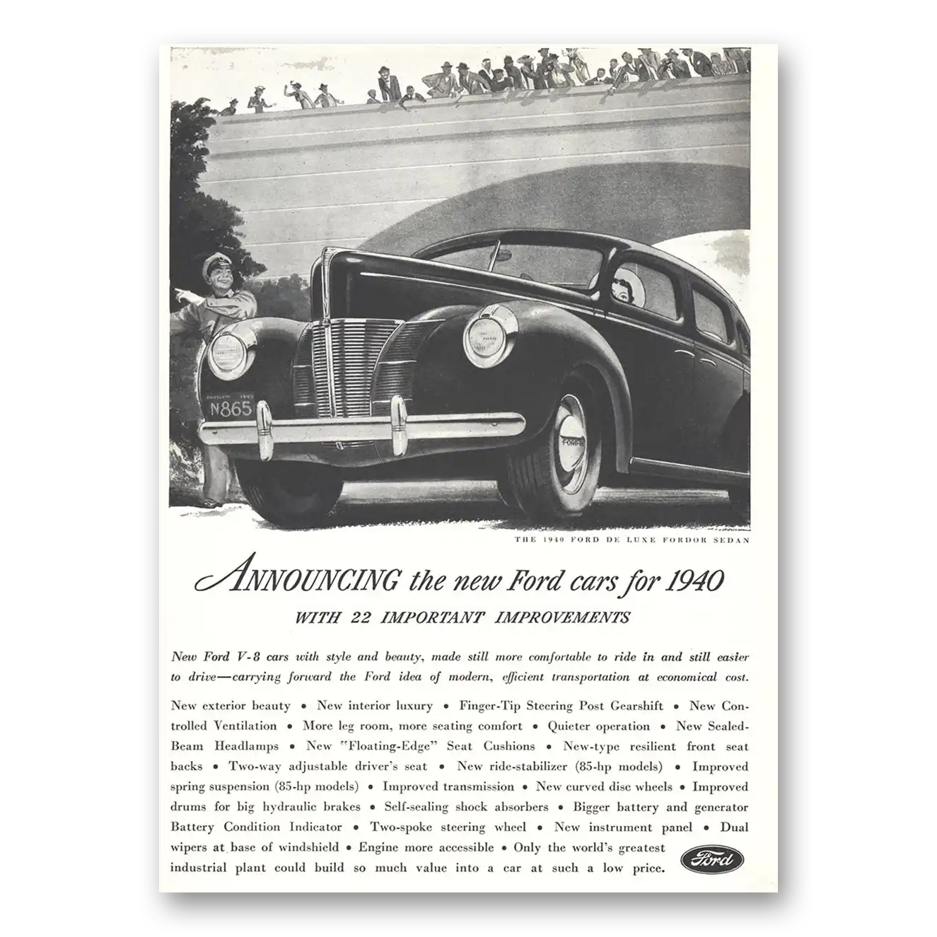 1939 Ford Important Improvements Vintage Magazine Print Ad