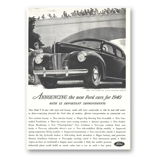 1939 Ford Important Improvements Vintage Magazine Print Ad