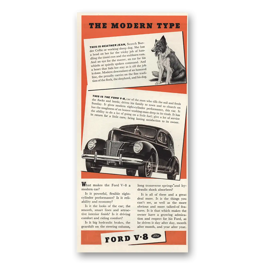 1940 Ford The Modern Type Vintage Magazine Print Ad