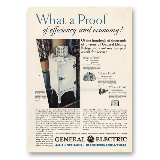 1930 General Electric Refrigerator What a Proof Vintage Magazine Print Ad