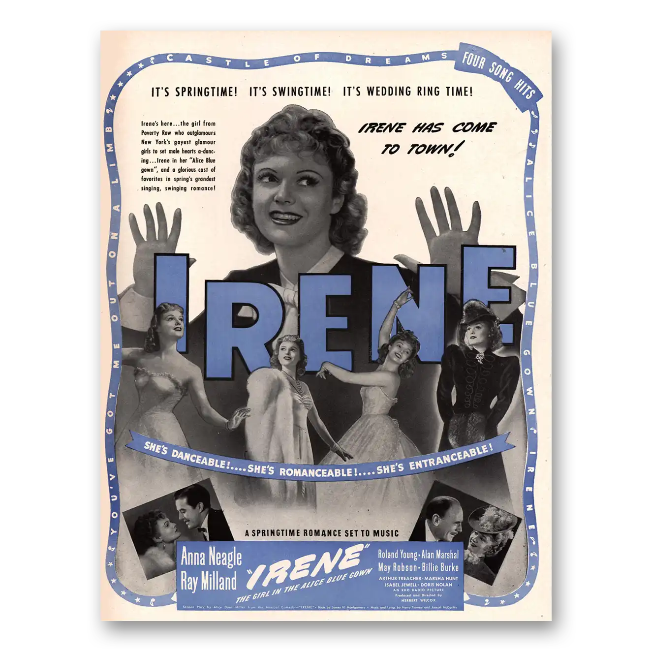 1940 Irene Movie Promo Anna Neagle and Ray Milland Vintage Magazine Print Ad