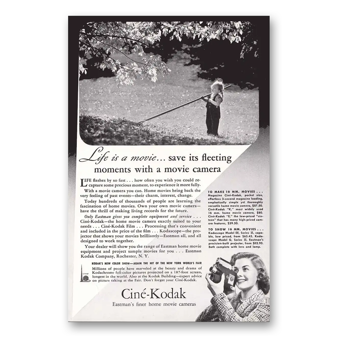 1940 Cine Kodak K Camera Life Flashes By So Fast Vintage Magazine Print Ad