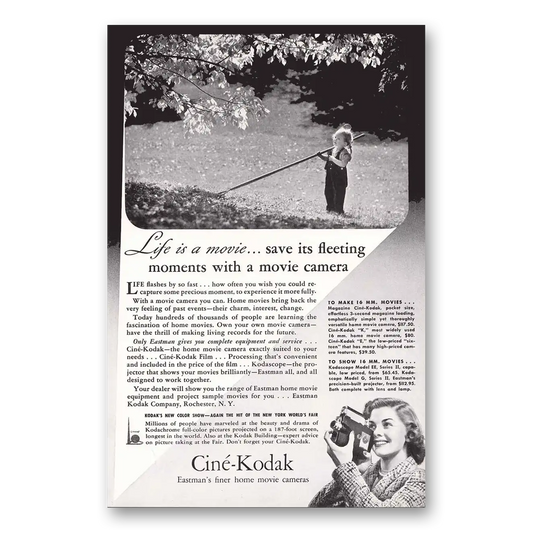 1940 Cine Kodak K Camera Life Flashes By So Fast Vintage Magazine Print Ad