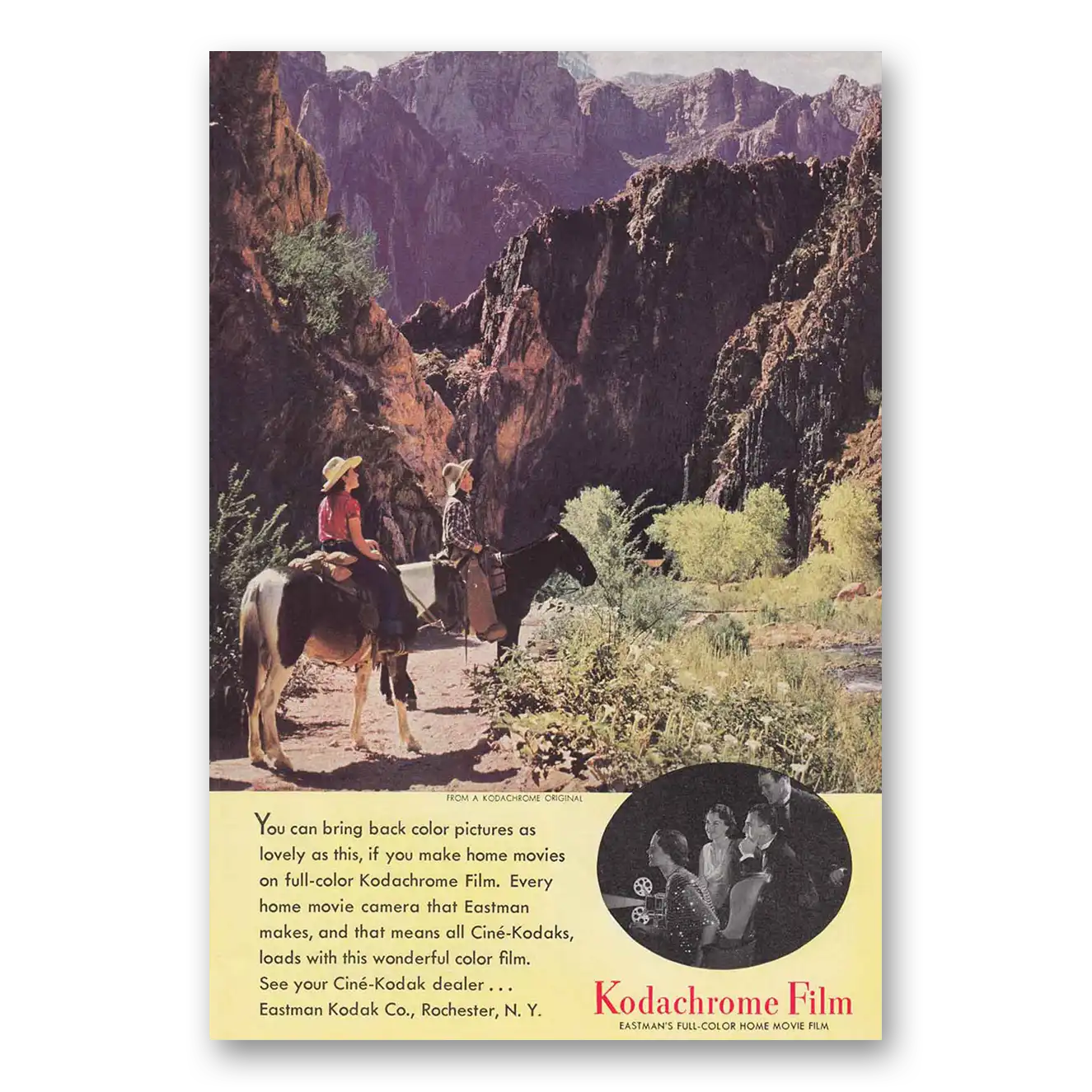 1940 Kodachrome Film You Can Bring Back Color Pictures Vintage Magazine Print Ad