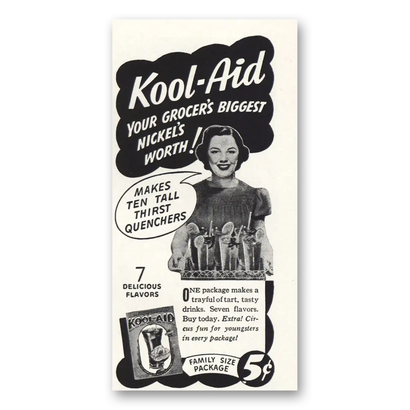 1940 Kool Aid Grocers Biggest Nickels Worth Vintage Magazine Print Ad