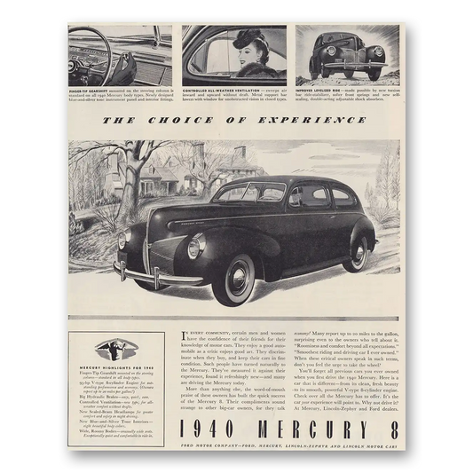 1940 Mercury 8 Choice of Experience Vintage Magazine Print Ad