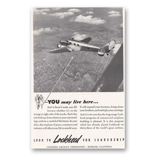 1940 Lockheed You May Live Here Vintage Magazine Print Ad