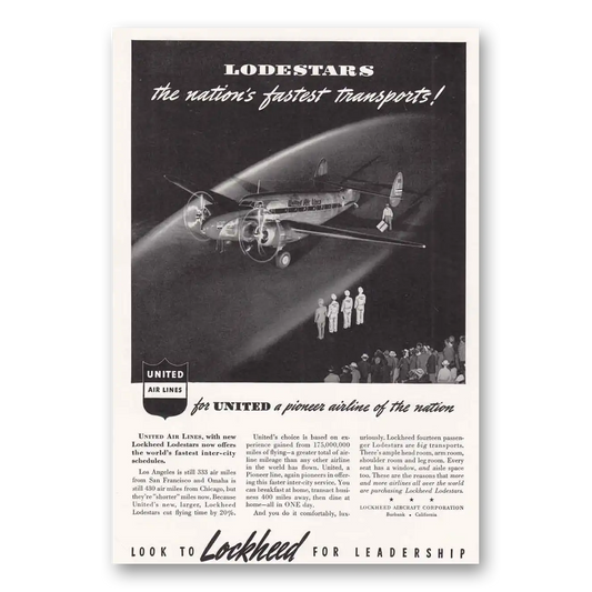 1940 Lockheed Lodestar Fastest Transports Vintage Magazine Print Ad