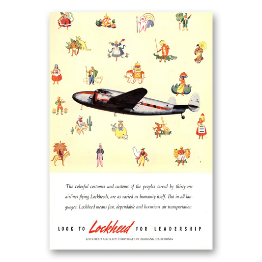 1940 Lockheed Colorful Costumes Customs of the People Vintage Magazine Print Ad