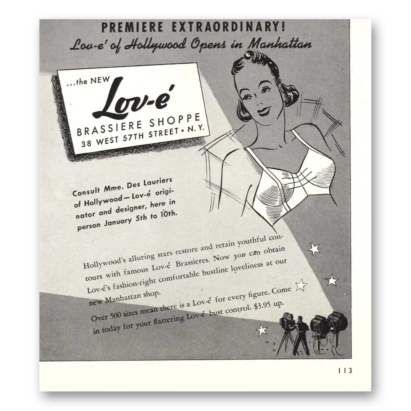 1940 Lov-e of Hollywood Brassiere Shoppe Vintage Magazine Print Ad