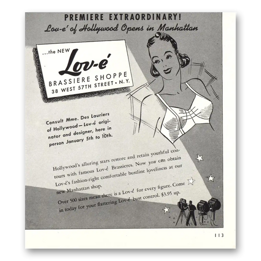 1940 Lov-e of Hollywood Brassiere Shoppe Vintage Magazine Print Ad