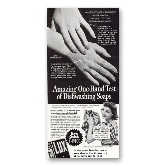 1940 Lux Soap Amazing One Hand Test Vintage Magazine Print Ad