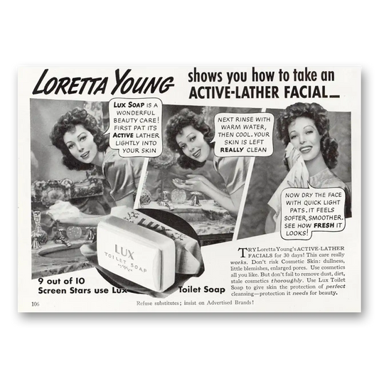 1940 Lux Soap Loretta Young Shows You How Vintage Magazine Print Ad