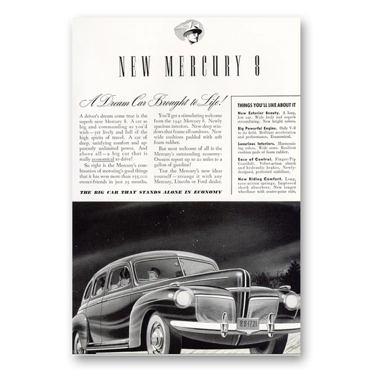 1940 Mercury 8 Dream Car Brought to Life Vintage Magazine Print Ad