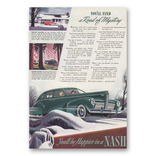 1940 Nash Motors Road of Mystery Vintage Magazine Print Ad