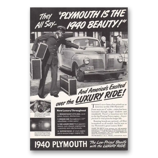 1939 Plymouth They All Say Plymouth Is the Beauty Vintage Magazine Print Ad